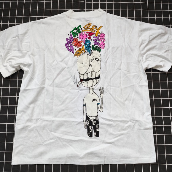 Anti Promo Other - White Short-Sleeve Graphic Tee with Colorful Brain Art